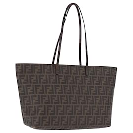 FENDI Zucca Canvas Tote Bag PVC Braun Schwarz Authentisch 193498