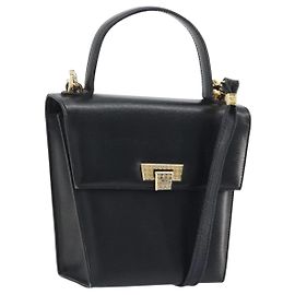 Christian Dior Handtasche aus Leder 2way Schwarz Goldfarben Authentisch ep15222