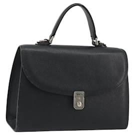 Borsa Burberry in pelle nera argento Auth ep15237