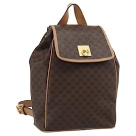 Zaino CELINE Macadam in PVC e pelle marrone con dettagli dorati Auth 192796A - Céline