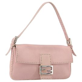 Borsa a tracolla FENDI Celeria Mamma Baguette in pelle rosa argento autenticata yk20675M
