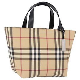 Borsa a mano BURBERRY Nova Check in PVC Beige Silver Auth 193495V