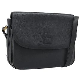 Borsa a tracolla Burberry in pelle nera con dettagli dorati Auth ka5370