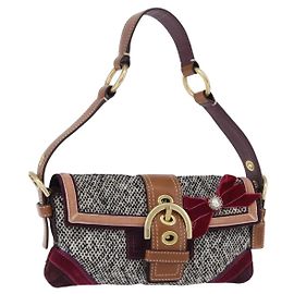 Borsa Coach Soho One Belt Tweed Multicolore Oro Auth am12221V