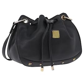 Borsa a tracolla MCM in pelle nera e oro Auth BA14146A