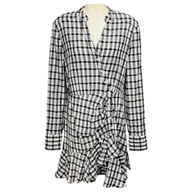 Vestido mini Veronica Beard Jeans Off White / Navy Sherry Plaid