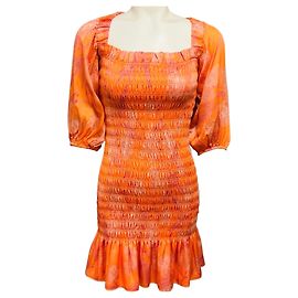 Vestido mini floral con detalle smock Lipari Orange de Alexis