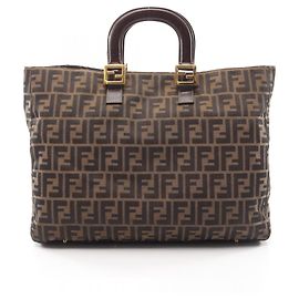 Bolso tote Fendi Zucca marrón y negro de cuero y lona