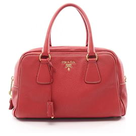 Borsa a mano in pelle rossa Prada