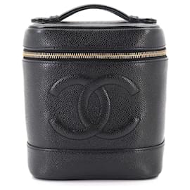 Borsa Vanity Chanel in pelle di vitello martellata nera