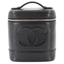 Borsa Vanity Chanel in pelle di vitello martellata nera