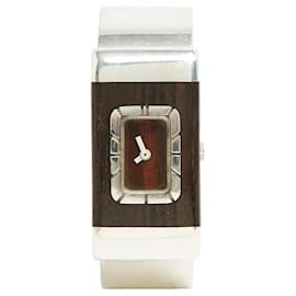 Lanvin Montre Argent Bois Manuelle 1970s Silver Wood Manual Wrist Watch Bracelet