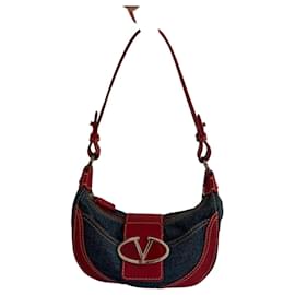 Sac à bandoulière Valentino Garavani en denim et cuir rouge