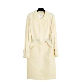 Chanel 1990 Conjunto de Blusa y Falda de Seda FR36 Ecru UK8 US4 6