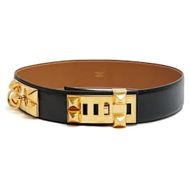 Hermès 1991 Ceinture Medor T75 Collier de Chien M Cintura in Pelle Nera 30In Hermes