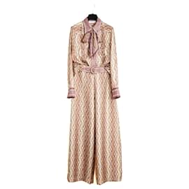Conjunto Zimmermann Blusa y Pantalón FR40 Beige Rosa Seda Conjunto de Top y Pantalones UK12 US10
