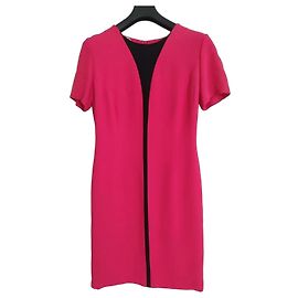 Gianni Versace Vestido tubo fucsia con inserto negro