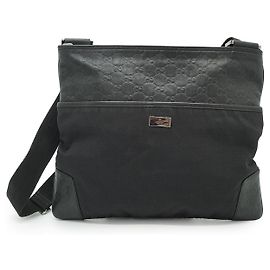Gucci Borsa a tracolla in nylon e pelle con monogramma GG nero