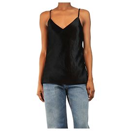 Jil Sander Top de tirantes en terciopelo negro - talla UK 6