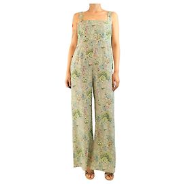 Valentino Mono de seda sin mangas con estampado floral verde - talla UK 10
