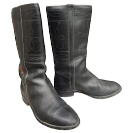 Autre Marque Schwarze Lederstiefel Vaquero