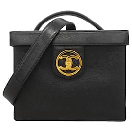 Bolso de tocador en piel de becerro granulado negro Chanel