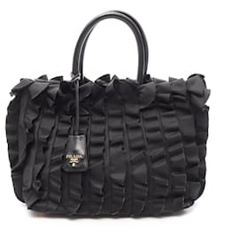 Borsa Tote Prada Frill nera in nylon e pelle