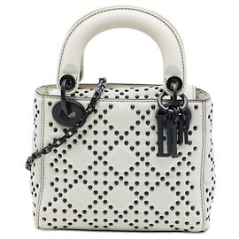 Dior Lady Dior Supple in agnello cannage borchiato bianco mini
