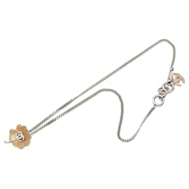 Collana con pendente trifoglio in ottone smaltato argento e strass Chanel