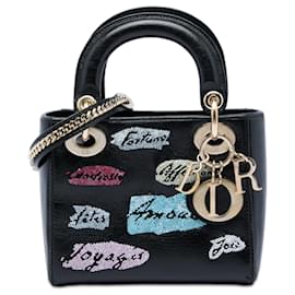 Lady Dior mini in pelle di vitello nera con perline Dior