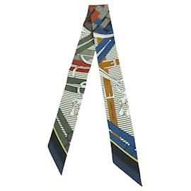 Hermès Blue Mors a Jouets Chemise Twilly Silk Scarf