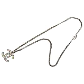 Collana con pendente Chanel Silver CC in ottone e strass