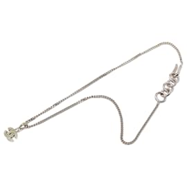Collana con pendente Chanel Silver CC in ottone e smalto con cristalli