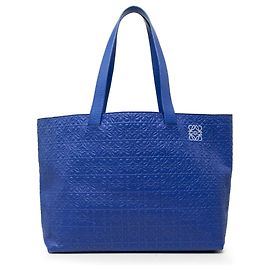 Cabas T Shopper en cuir embossé Anagram bleu LOEWE