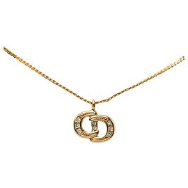 Collana con pendente Dior Gold con logo CD e strass placcato oro