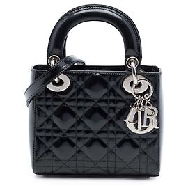 Lady Dior Mini in vernice nero cannage