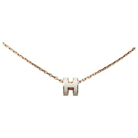Hermès Pink Rose Gold Enamel Mini Pop H Pendant