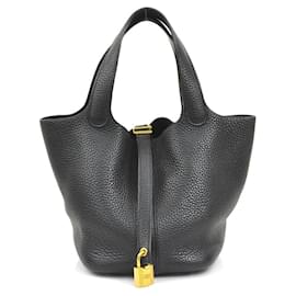 Borsa Hermes Picotin Lock PM 18 in pelle Taurillon Clemence nera - Hermès