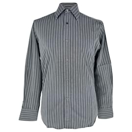 Camicia Gucci a righe con bottoni in cotone grigio