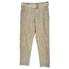 Pantalones de corte recto texturizados Brunello Cucinelli en algodón marfil