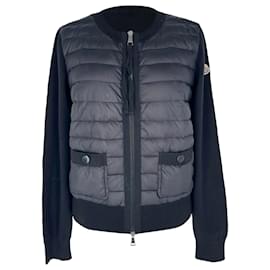 Moncler Strickjacke mit Reißverschluss aus schwarzem Polyamid