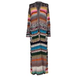 Langer Missoni Strickcardigan mit Chevron-Muster in Multicolor-Viskose