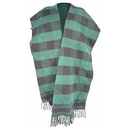 Poncho en laine à carreaux et franges en feutre vert Christian Dior