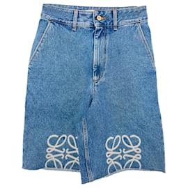 Pantaloncini Bermuda Loewe Anagram in denim di cotone blu