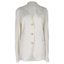Blazer Loro Piana con botones en algodón blanco