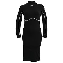 Off White Nahtloses Off-White Athletic Off Stamp Kleid aus schwarzem Polyamid