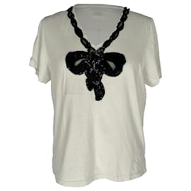 Camiseta Marc Jacobs de algodón blanco con lazo bordado y lentejuelas