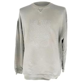 Loewe Sweatshirt mit besticktem Logo aus grauer Baumwolle