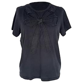 Camiseta de algodón negro con detalles de lazo Marc Jacobs