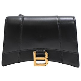Borsa a tracolla Hourglass in pelle nera Balenciaga